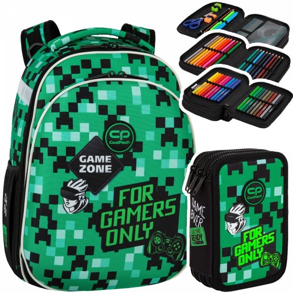 ZESTAW 2 el. Tornister Plecak CoolPack TURTLE  25 L gra, GAME ZONE (F015826SET2CZ)