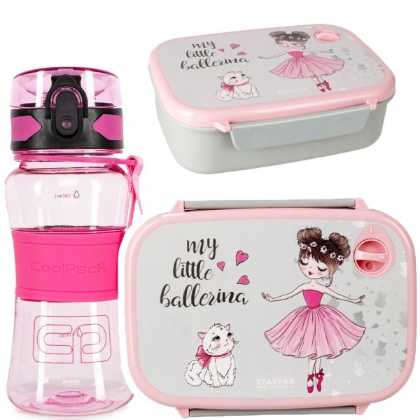 Zestaw bidon i śniadaniówka TRITANUM MINI fioletowy 390ml  BALERINA Starpak (95150+486125)