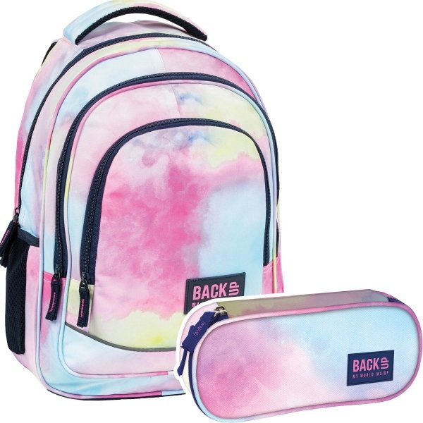 ZESTAW 2 el. Plecak szkolny młodzieżowy BackUP 26 L pastelowy, SUMMER VIBES (PLB5X29SET2CZ)