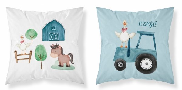Poszewka na poduszkę MAYA MOO Farma TRAKTOR 40 x 40 cm niebieska (PSBA0005B)