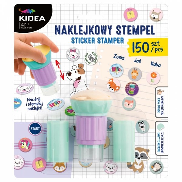 STEMPEL Z NAKLEJKAMI pieczątka 150 NAKLEJEK KIDEA (NS150KA)