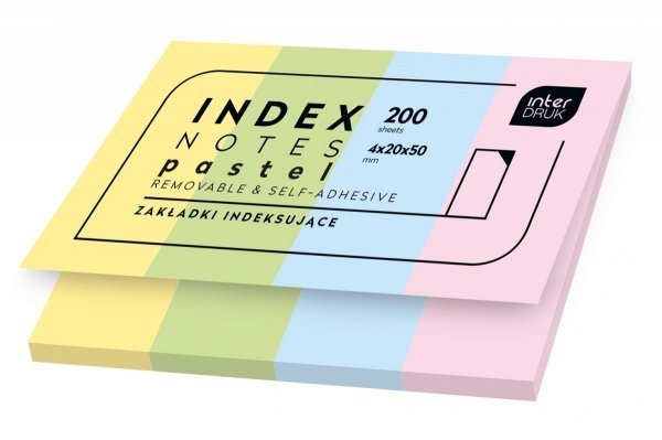 Zakładki indeksujące INDEX NOTES karteczki samoprzylepne PASTELOWE (75608)