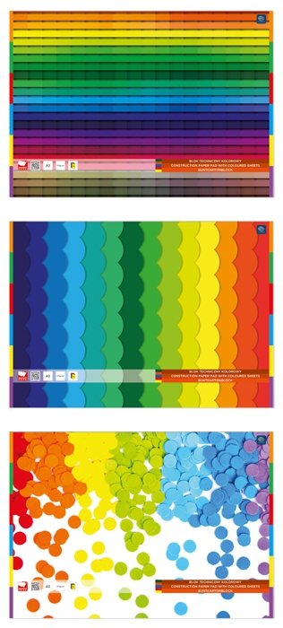 Blok techniczny A3 KOLOROWY BARWIONY W MASIE  kolorowe kartki (70811)