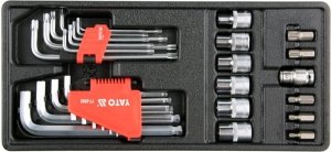 WKŁAD DO SZUFLADY KLUCZE HEX, TORX, NASADKI 31 CZĘŚCI