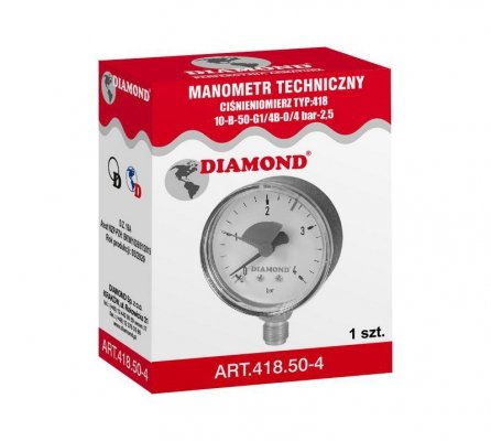 MANOMETR TECHNICZNY ŚR. 63MM 0-4 BAR GW 1/4&#039;