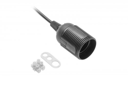 OPRAWKA E27 Z PRZEWODEM I KOSTKĄ 240V 60W, 2X0,75MM2 CZARNA