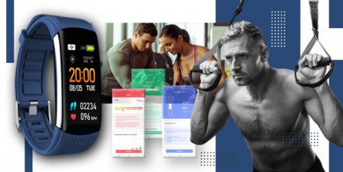 Smartband Giewont Fit&GO Duo GW200-6 - Black + Pasek Smart Navy