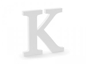 Drewniana litera K, biały, 19,5x20cm