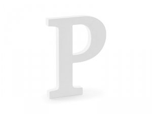 Drewniana litera P, biały, 15,5x20cm
