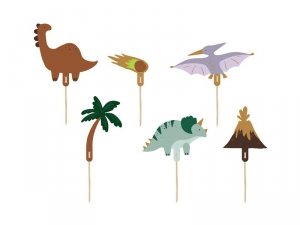 Toppery na tort Dinozaury, 8-12 cm, mix (1 karton / 40 op.) (1 op. / 6 szt.)