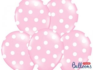 Balony 30cm, Kropki, Pastel Baby Pink (1 op. / 50 szt.)