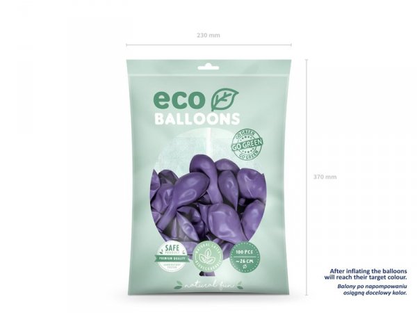 Balony Eco 26cm metalizowane, lawenda (1 op. / 100 szt.)