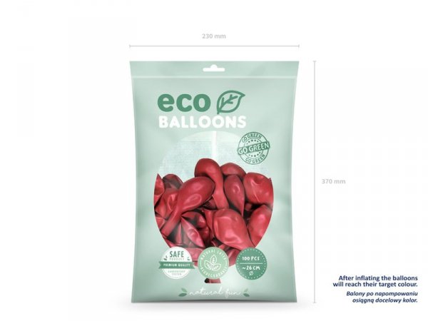 Balony Eco 26cm metalizowane, czerwony (1 op. / 100 szt.)