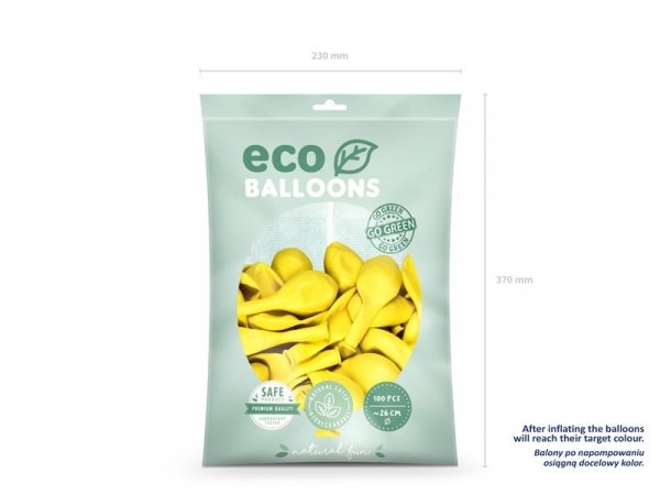 Balony Eco 26cm pastelowe, ciemny żółty (1 op. / 100 szt.)