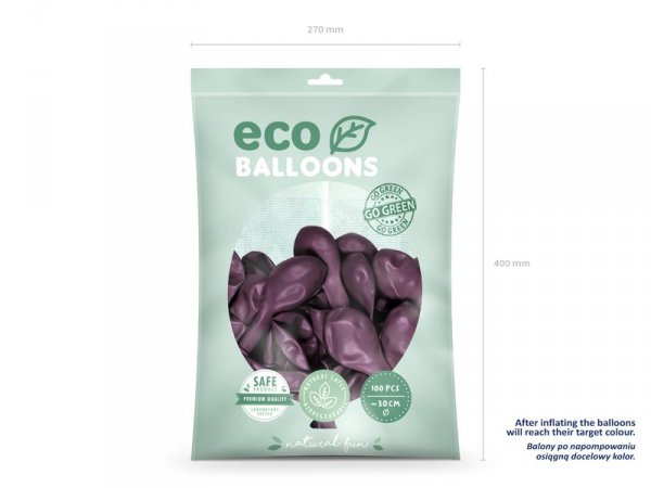 Balony Eco 30cm metalizowane, bordo (1 op. / 100 szt.)