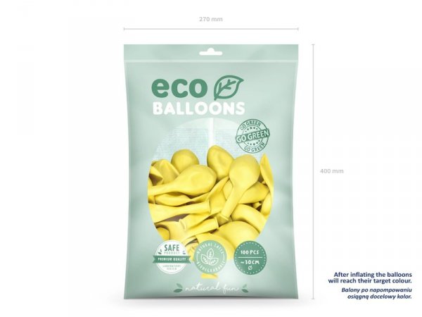 Balony Eco 30cm metalizowane, jasny żółty (1 op. / 100 szt.)
