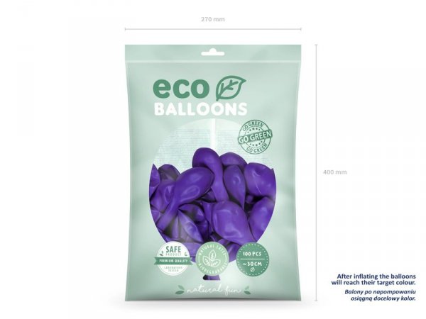 Balony Eco 30cm pastelowe, fiolet (1 op. / 100 szt.)