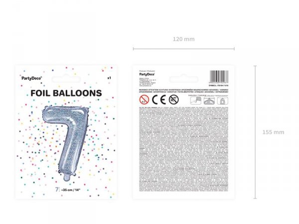 Balon foliowy Cyfra ''7'', 35cm, holograficzny