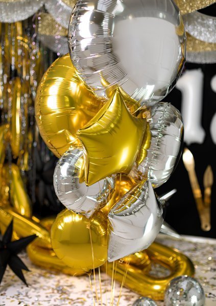 Balon foliowy okrągły Pastylka, 80 cm, złoty