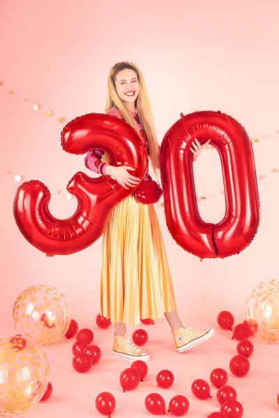 Balon foliowy Cyfra ''6'', 86cm, czerwony