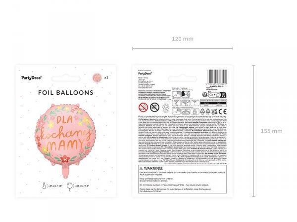 Balon foliowy ''Dla kochanej mamy'', 45 cm, mix