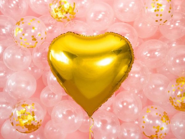 Balon foliowy Serce, 61cm, złoty