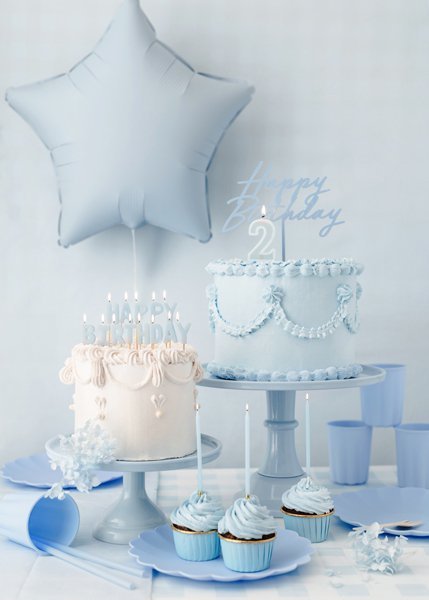Świeczki urodzinowe Happy Birthday, 2,5 cm, jasny błękit (1 op. / 13 szt.)