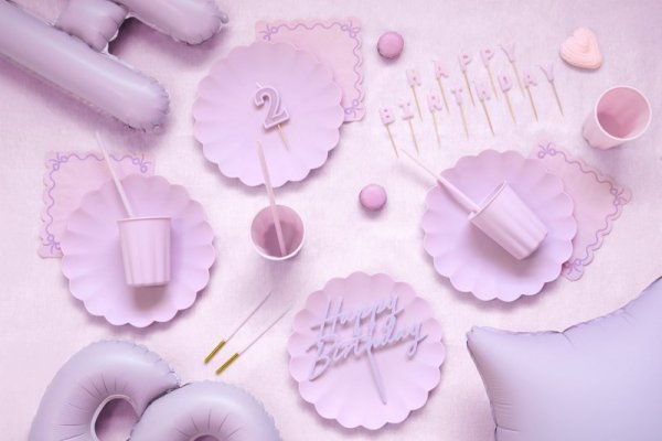 Świeczki urodzinowe Happy Birthday, 2,5 cm, fioletowy (1 karton / 24 op.) (1 op. / 13 szt.)