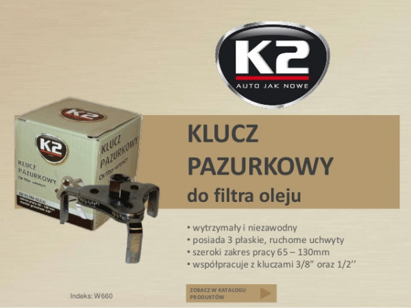 K2 W660 Klucz do filtrów 3-ramienny pazurkowy gwint 3/8 65-130mm