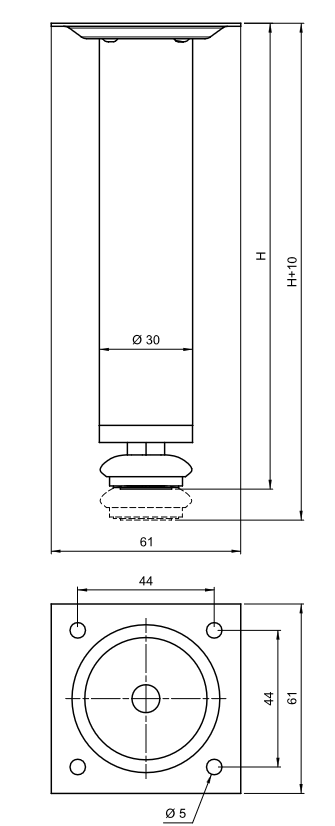 Nóżka meblowa okrągła D-737 150mm Chrom połysk