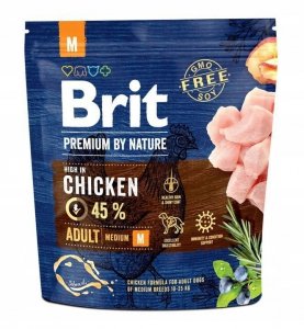 Brit Premium By Nature M Adult karma dla dorosłych psów z kurczakiem 1kg