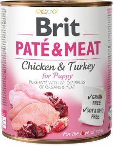 Brit Care Pate&Meat Puppy karma dla szczeniąt z kurczakiem i indykiem 800g
