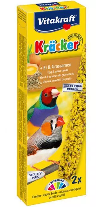 Vitakraft Kracker kolba dla ptaków egzotycznych z jajami i nasionami trawy 2 sztuki