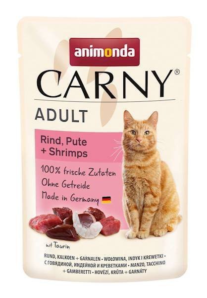 Animonda Carny Adult karma dla kota z wołowiną, indykiem i krewetkami 85g