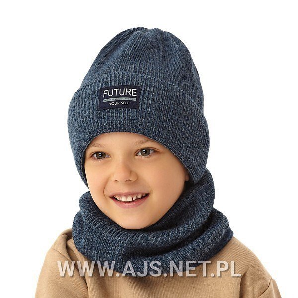 Komplet AJS 50-268 Czapka+komin chłopięcy