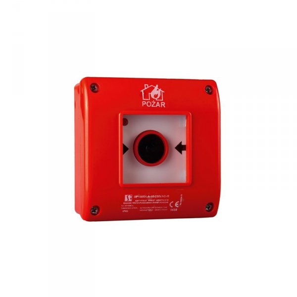 P.POŻ Przycisk nt samozwalniający OP1, 1NO+1NC z młotkiem