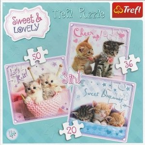 Sweet & Lovely. Słodkie kotki. Puzzle 3 w 1 