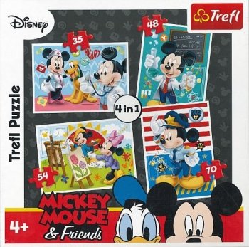 Mickey Mouse. 4 w 1. Puzzle