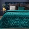 EUROFIRANY PREMIUM Narzuta KRISTIN 3 z miękkiego welwetu przeszywana w geometryczny wzór 230x260cm turkusowy