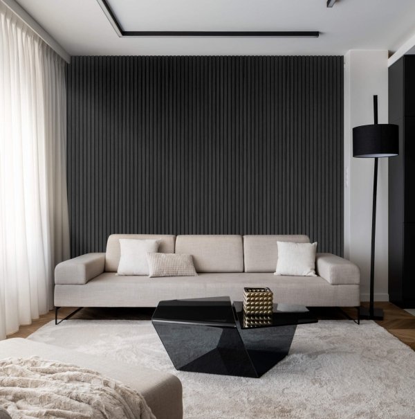Lamele ścienne Veneer 28,5cm x 270cm - Grafit - Lamelio