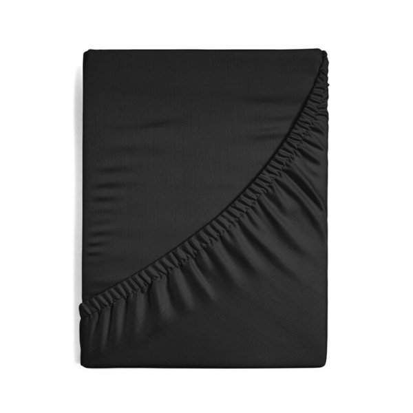 Prześcieradło gładkie z gumką 160x200 cm z satyny bawełnianej kolor czarny 125 g/m2 NOVA 3