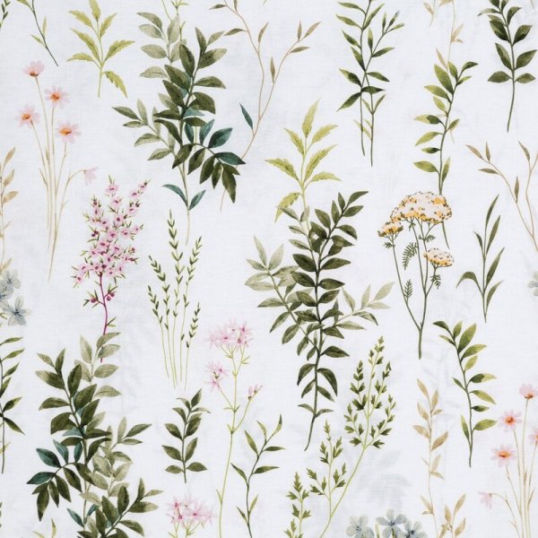 Pościel 220x200 cm bawełniana kolor biały, ciemnozielony z wzorem roślinnym VANESS