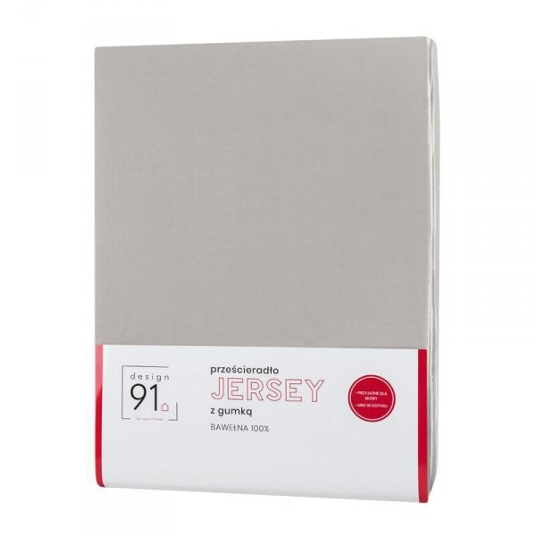 Prześcieradło jersey z gumką 160x200 cm z bawełny kolor srebrny 125 g/m2 Design 91