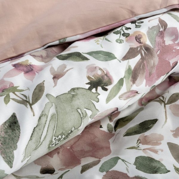 Pościel 160x200 cm bawełniana kolor biały, różowy z wzorem kwiatowym styl romantyczny SPRING 57