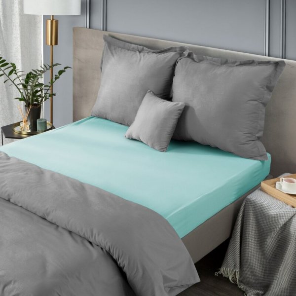 Prześcieradło jersey z gumką 180x200 cm z bawełny kolor miętowy 125 g/m2 Design 91 