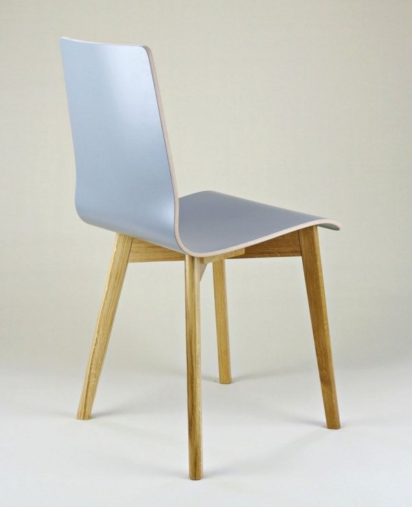 LUKA W - krzesło laminowane szare, dębowa rama