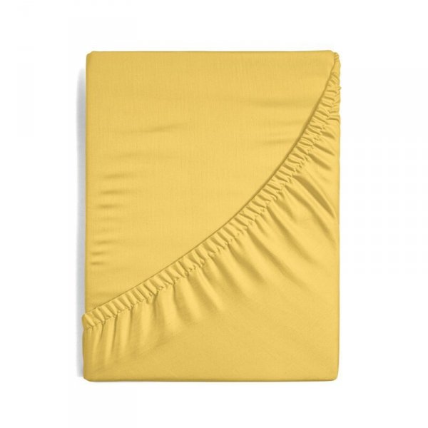 Prześcieradło jersey z gumką 140x200 cm z bawełny kolor musztardowy 125 g/m2 Design 91 