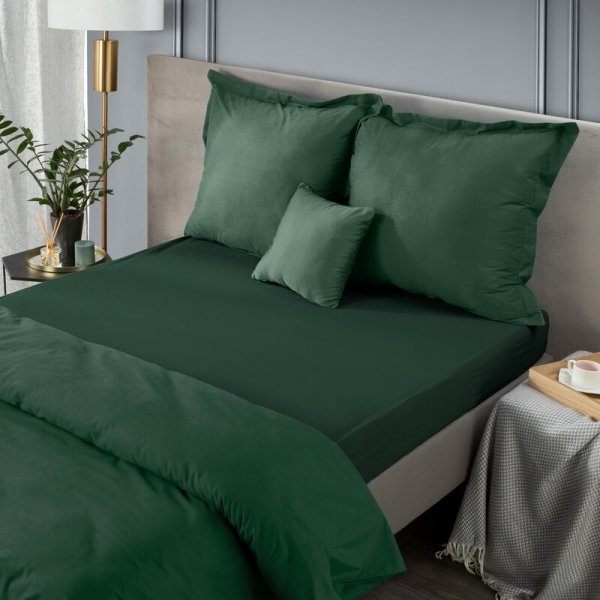 Prześcieradło jersey z gumką 220x200 cm z bawełny kolor ciemny zielony 125 g/m2 Design 91 