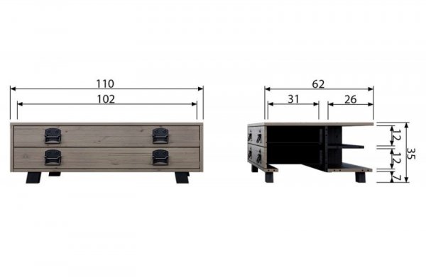 Stolik kawowy DERBY drewno sosnowe [fsc] 110 cm