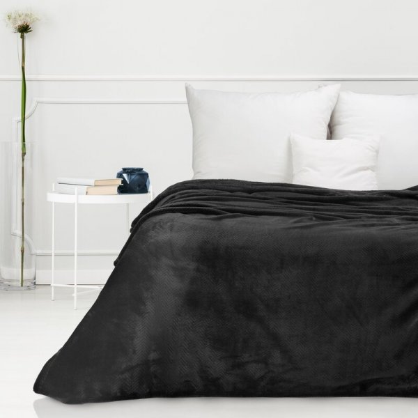 Koc z efektem 3D z wytłaczanym wzorem jodełki D91 Cindy5 200x220 cm Czarny
